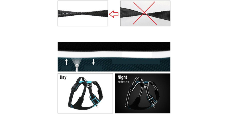 Niebieskie szelki dla psa Walky Guard, z regulowanymi paskami dla idealnego dopasowania