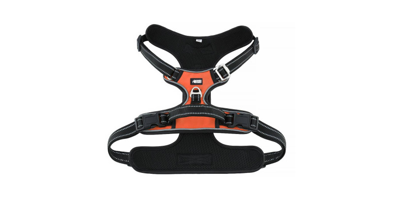 Pomarańczowe szelki dla psa Walky Guard od HUGGY DOGGY z szybkim zapięciem dla łatwej regulacji