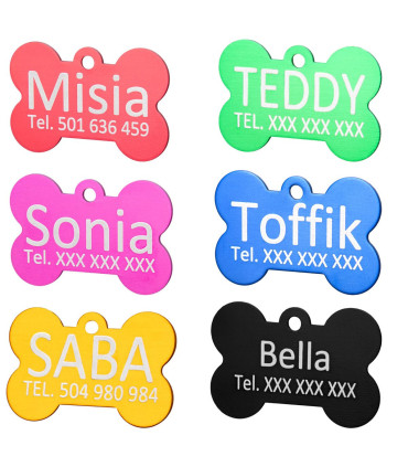 zawieszki dla psów kości wygrawerowane imienia psa i numery telefonów na adresówkach