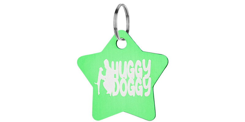adresówka z grawerem dla psa zawieszka zielona HUGGY DOGGY identyfikator