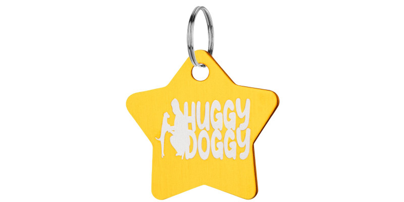 adresówka z grawerem dla psa zawieszka złota HUGGY DOGGY identyfikator