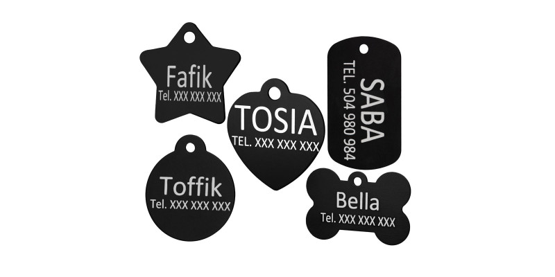 czarne zawieszki adresówki dla psów york buldog mops szpic labrador owczarek