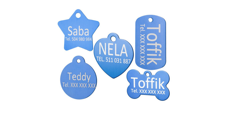 niebieskie zawieszki adresówki dla psów york maltańczyk chihuahua labrador owczarek