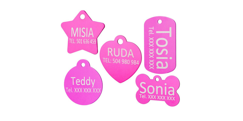 różowe zawieszki adresówki dla psów york maltańczyk chihuahua labrador owczarek