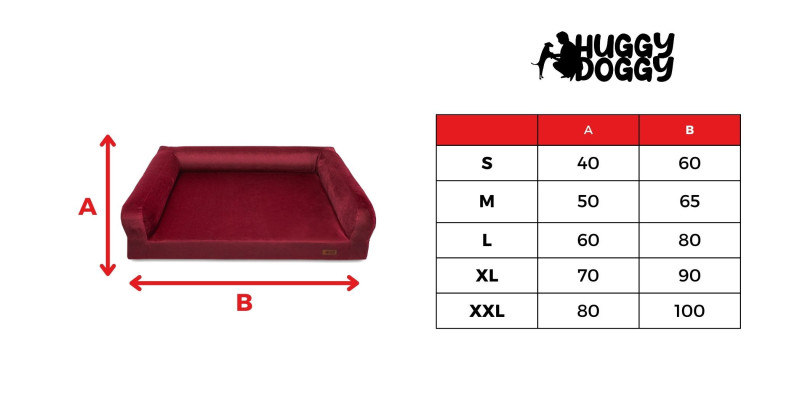Legowisko ortopedyczne welurowe HUGGY DOGGY Harmony bordowe