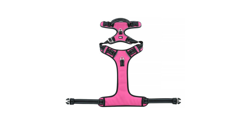 Odblaskowe różowe szelki Walky Guard od HUGGY DOGGY, zwiększające widoczność po zmroku