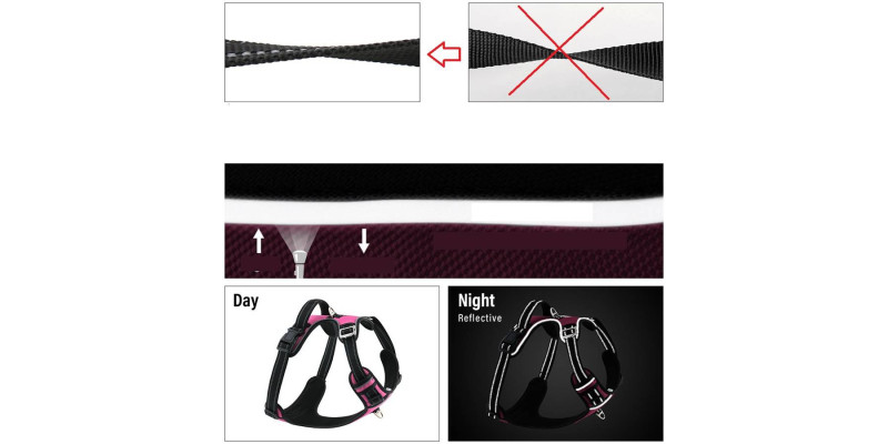 Różowe szelki Walky Guard od HUGGY DOGGY, łatwe w czyszczeniu i konserwacji