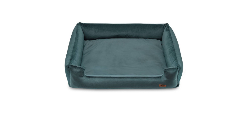 Komfortowe legowisko HUGGY DOGGY Haven w turkusowym kolorze, idealne dla psa York