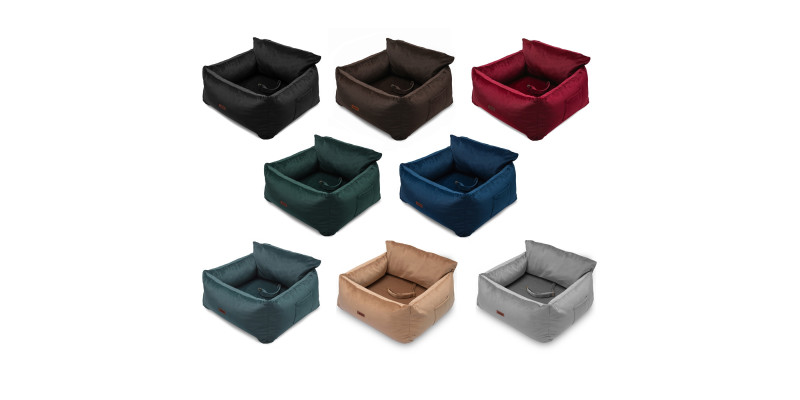 różne kolory fotelików samochodowych dla psów transporterów do auta szary marki HUGGY DOGGY model Snug