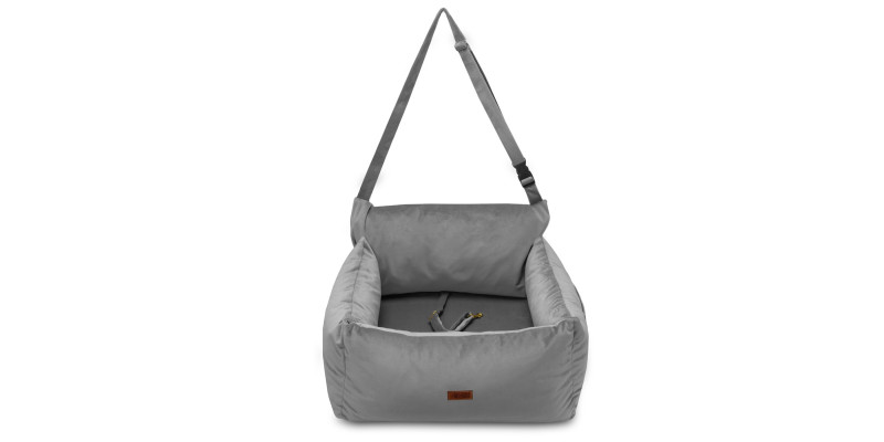 przód fotelika samochodowego dla psa transportera szary do auta marki HUGGY DOGGY model Snug