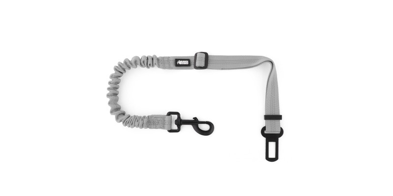 Pas bezpieczeństwa dla psa do samochodu z amortyzatorem szary