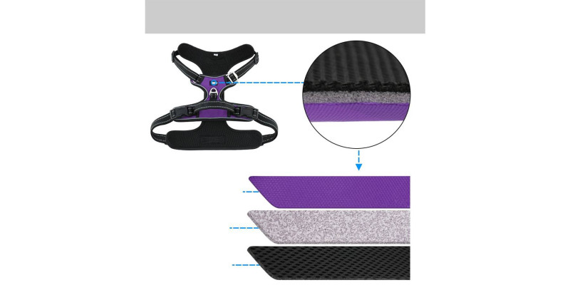 Stylowe i funkcjonalne fioletowe szelki Walky Guard od HUGGY DOGGY, dla aktywnych psów