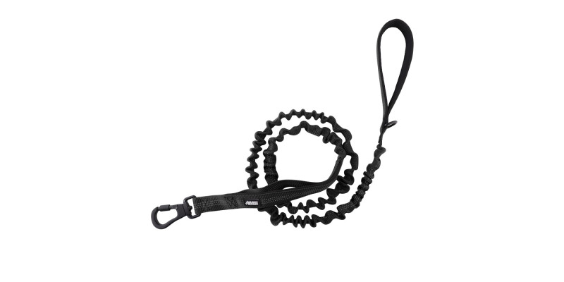 Smycz z amortyzatorem Alpha Czarna – mocna i stylowa | HUGGY DOGGY