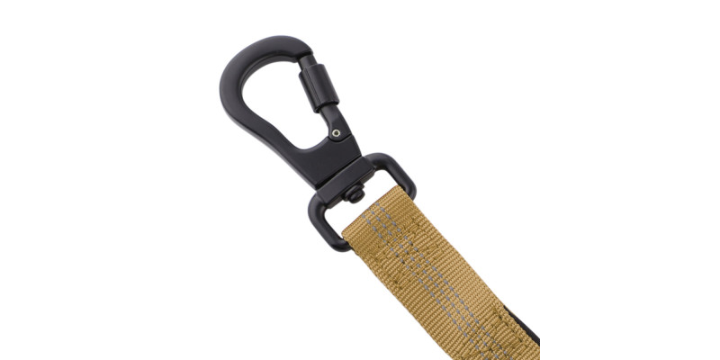 Smycz z amortyzatorem Alpha khaki – mocna i stylowa | HUGGY DOGGY