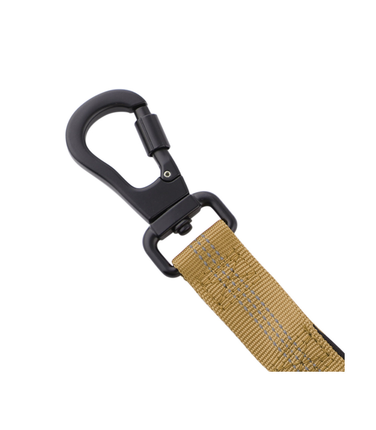 Smycz z amortyzatorem Alpha khaki – mocna i stylowa | HUGGY DOGGY