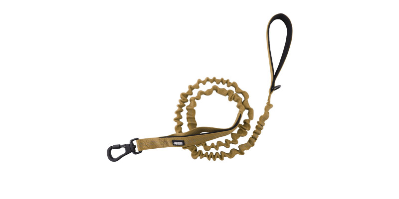 Smycz z amortyzatorem Alpha khaki – mocna i stylowa | HUGGY DOGGY