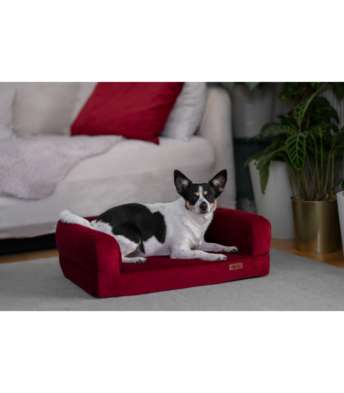 Legowisko ortopedyczne welurowe HUGGY DOGGY Harmony turkusowe