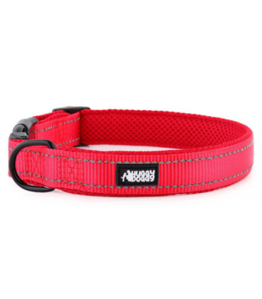 Czerwona obroża dla psa model Walky od HUGGY DOGGY z wytrzymałą klamrą zapewniającą łatwe zapięcie