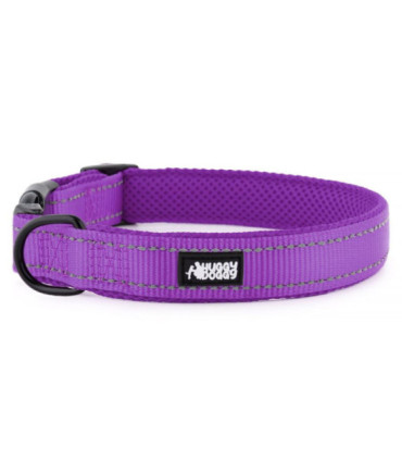 Fioletowa obroża Walky od HUGGY DOGGY, mocna i odblaskowa, zapewniająca widoczność i bezpieczeństwo