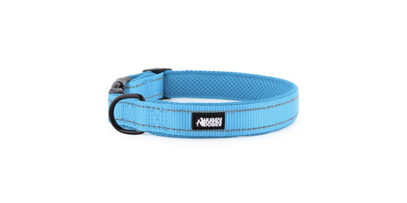 Niebieska obroża Walky od HUGGY DOGGY z odblaskowymi detalami dla lepszej widoczności psów wieczorem