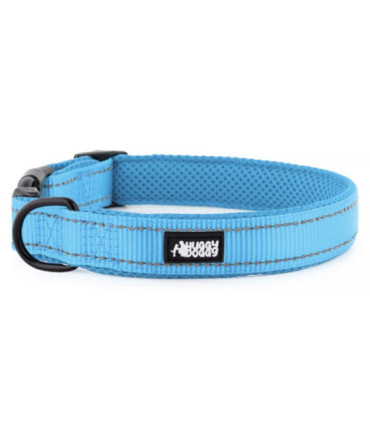 Niebieska obroża Walky od HUGGY DOGGY z odblaskowymi detalami dla lepszej widoczności psów wieczorem