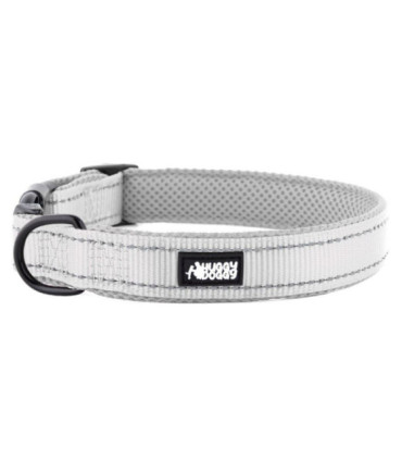 Szara obroża Walky od HUGGY DOGGY, zapewniająca bezpieczeństwo dzięki elementom odblaskowym dla psów