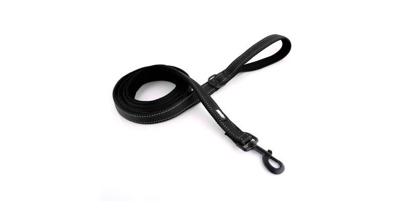 Czarna smycz HUGGY DOGGY Walky 2-metrowa z solidnym karabińczykiem