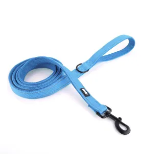 Dwumetrowa niebieska smycz HUGGY DOGGY Walky z mocnym karabińczykiem
