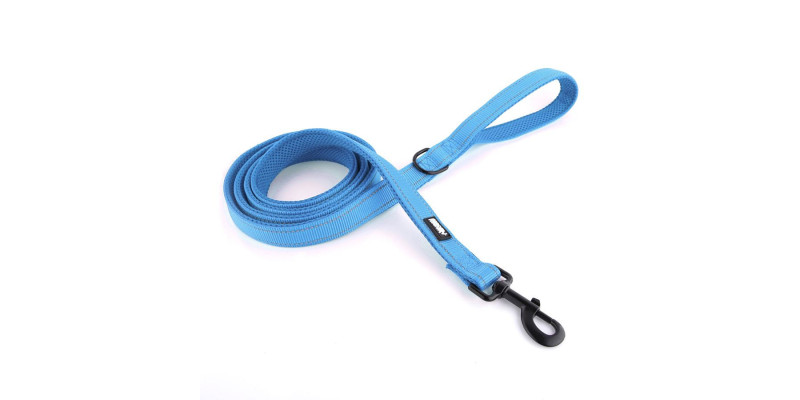 Dwumetrowa niebieska smycz HUGGY DOGGY Walky z mocnym karabińczykiem