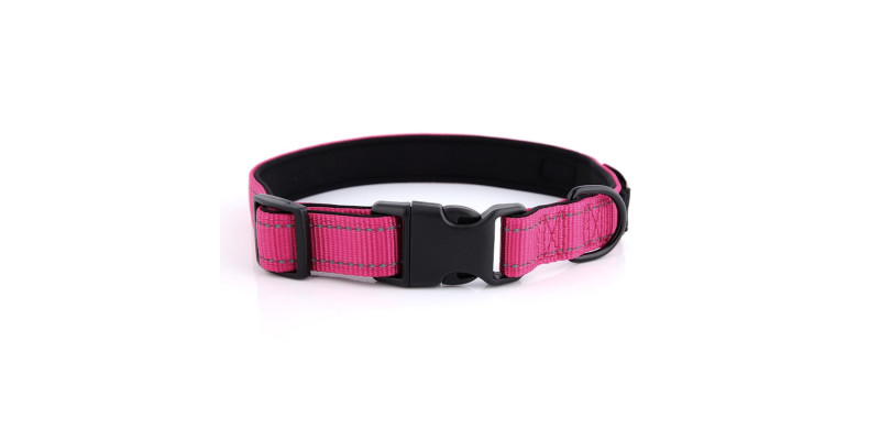 Elegancka różowa obroża HUGGY DOGGY Daily z możliwością dodania imienia i numeru telefonu, dla stylowego psa