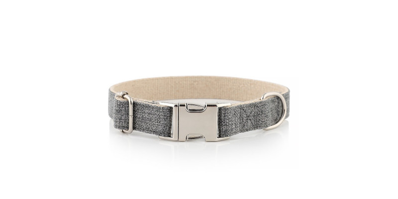 Obroża Eko HUGGY DOGGY w neutralnym odcieniu szarości, łącząca funkcjonalność z ekologicznymi materiałami