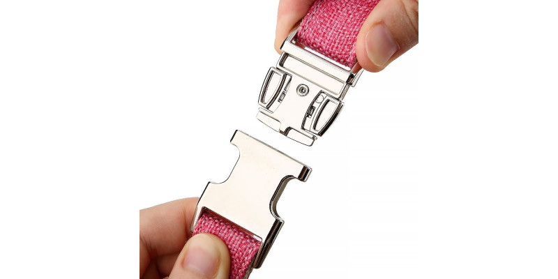 Komfortowa różowa obroża HUGGY DOGGY z wytrzymałego materiału, idealna dla aktywnych psów z aluminiową klamrą