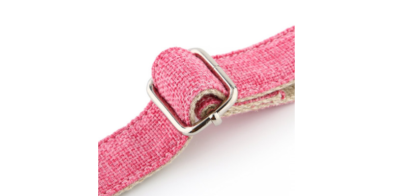 Trwała obroża HUGGY DOGGY model EKO w kolorze różowym, wzmocniona solidną klamrą z aluminium.