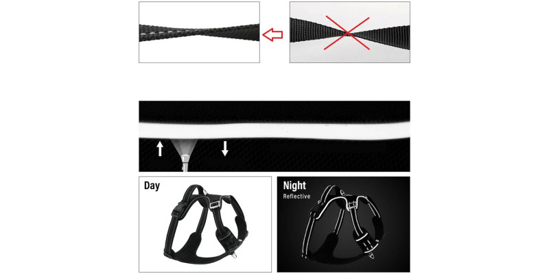 Czarne szelki dla psów od HUGGY DOGGY Walky Guard, z miękkim wewnętrznym wyściółkowaniem