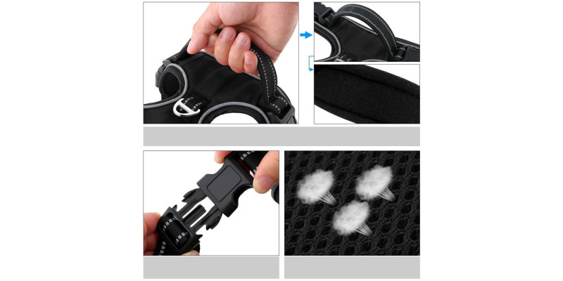 Szelki Walky Guard w kolorze czarnym od HUGGY DOGGY z regulowanymi paskami, idealne na długie spacery z psem