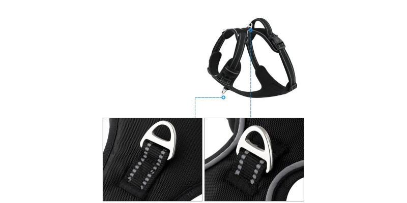 Czarne szelki Walky Guard od HUGGY DOGGY, zaprojektowane dla maksymalnej wygody psa