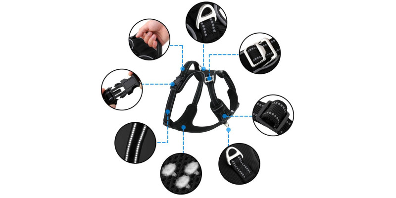 Szelki typu easy walk Walky Guard w kolorze czarnym od HUGGY DOGGY, zapewniające trwałość i wytrzymałość