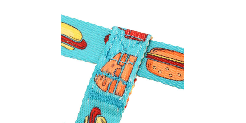 Modne designerskie szelki HUGGY DOGGY dla psów, idealne na spacery, wzór Fast Food