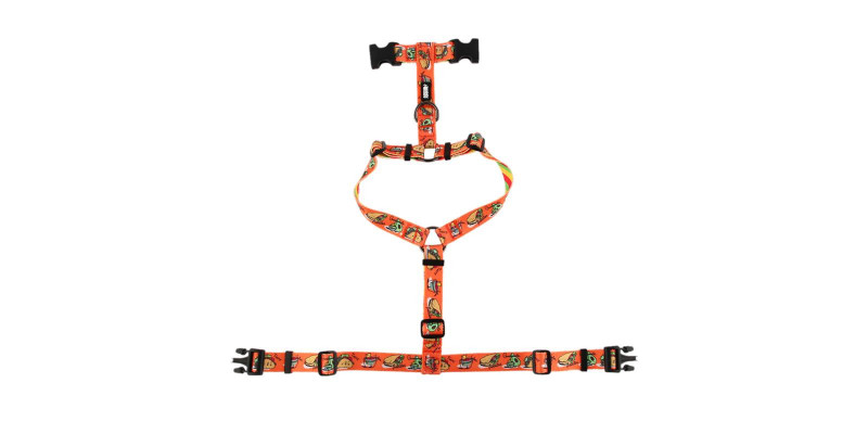 Szelki z ciekawym designem HUGGY DOGGY Lucky Tacos, idealne dla psów lubiących aktywność