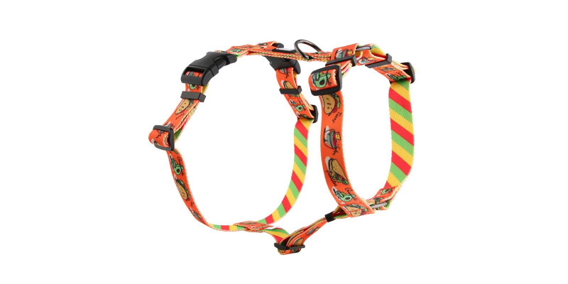 Kolorowe szelki guard dla psa HUGGY DOGGY Lucky Tacos z motywem taco