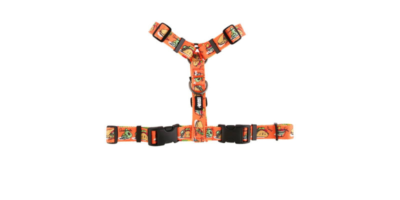 Szelki kolorowe designerskie typu guard HUGGY DOGGY z jaskrawymi wzorami taco