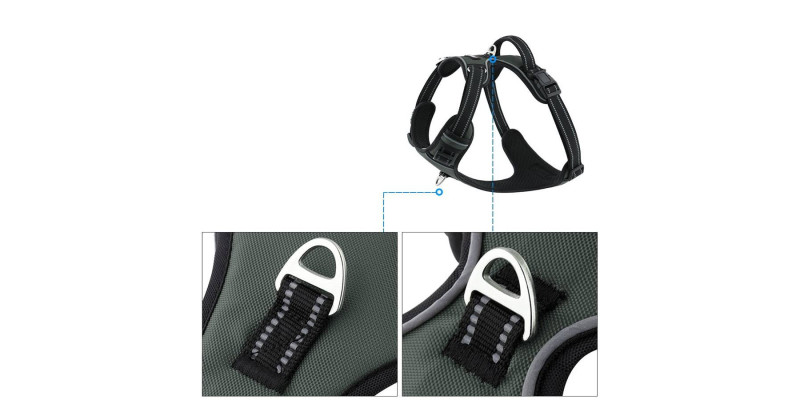 Komfortowe szelki Walky Guard w kolorze szarym od HUGGY DOGGY dla aktywnych psów z funkcją easy walk