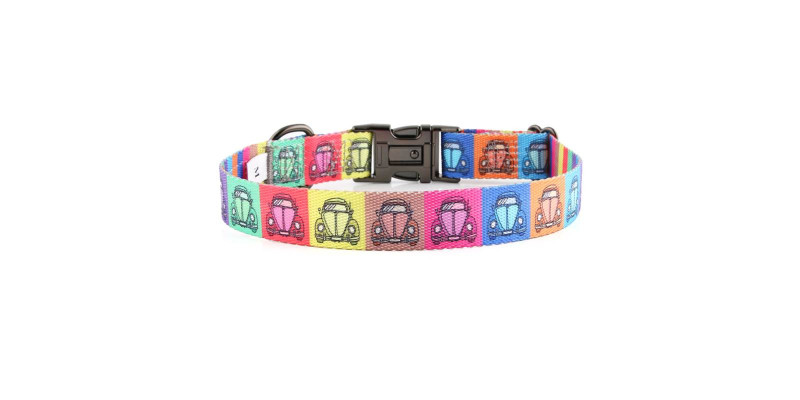 Elegancka obroża HUGGY DOGGY z unikalnym wzorem Beetle Car, idealna dla psów