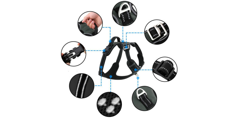 Szare szelki Walky Guard od HUGGY DOGGY z regulacją zapewniającą idealne dopasowanie i funkcja easy walk