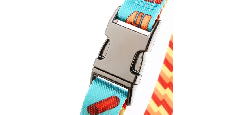 Wytrzymała obroża HUGGY DOGGY z unikalnym wzorem fast food i personalizowaną klamrą