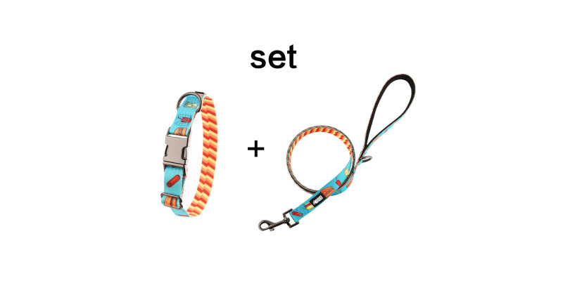 Zestaw obroży i smyczy HUGGY DOGGY Lucky Fast Food, stylowy komplet dla psa