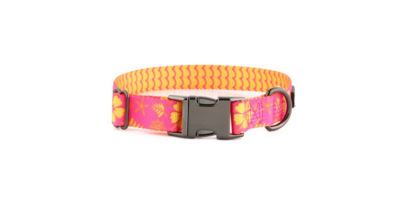 Kwiatowa designerska obroża HUGGY DOGGY Lucky Flower z możliwością grawerowania danych kontaktowych