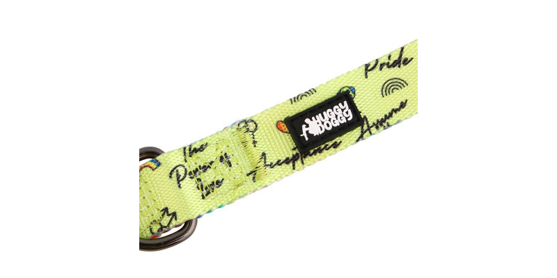 Personalizowana tęczowa obroża HUGGY DOGGY z solidną aluminiową klamrą