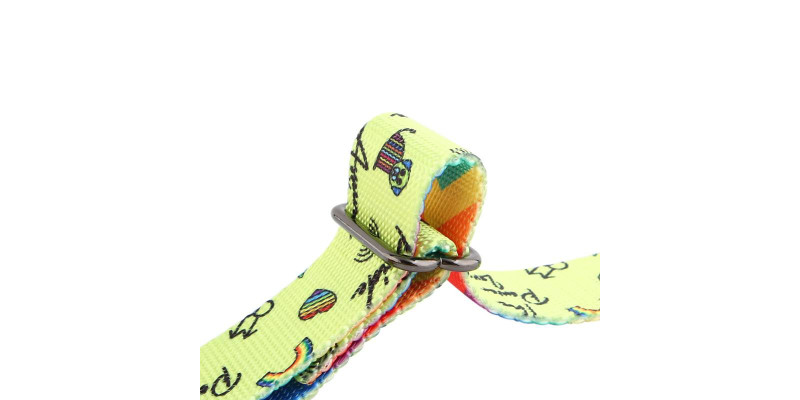 Wytrzymała tęczowa obroża HUGGY DOGGY z grawerem imienia i numeru telefonu psa