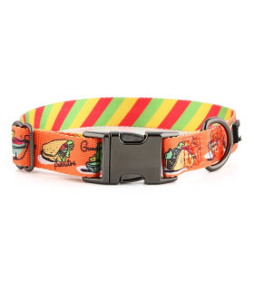 Kolorowa obroża designerska HUGGY DOGGY Lucky Tacos z grawerem imienia psa